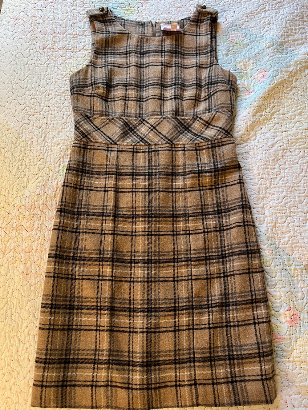 Romeo & Juliet Couture Tan and Black Plaid Sleeveless Sheath Dress